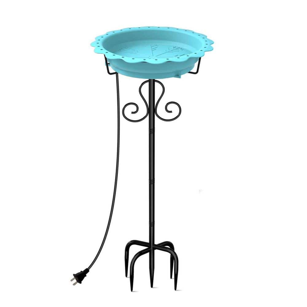 38 in. H 13.4 in. Dia Blue Plastic 100W Heated Birdbath Bowl for Winter with 5-Prong Metal Base Thermostat Control price history on PriceWatchPro