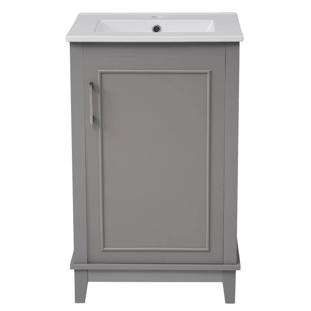 Ami 20 in. W Gray Freestanding Bathroom Vanity Cabinet with White Ceramic Top price history on PriceWatchPro