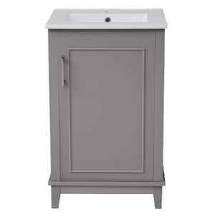 Ami 20" W Gray FreeStanding Bathroom Vanity Cabinet With White Ceramic Top