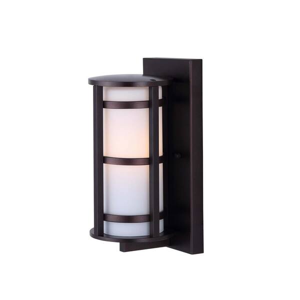 CANARM Bryant 1-Light Oil-Rubbed Bronze Outdoor Wall Lantern Sconce with Flat Opal Glass