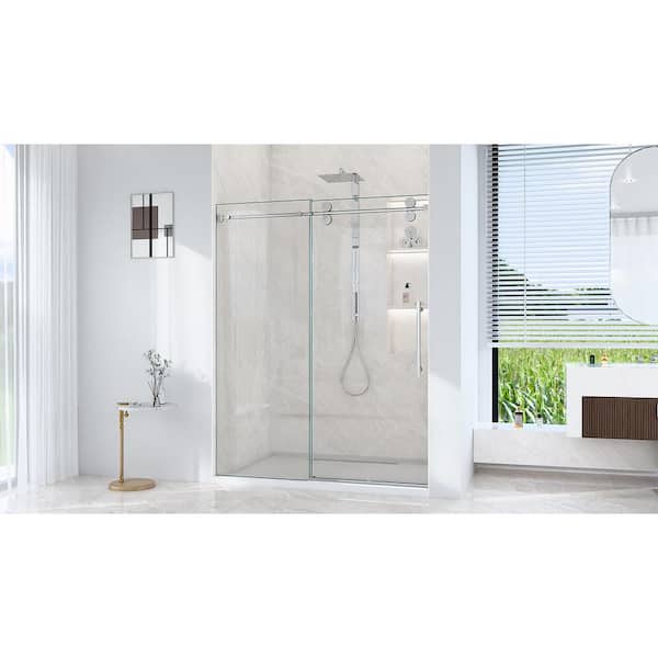 SHAAMA Valora 60 in. W x 72 in. H Single Sliding Frameless Shower