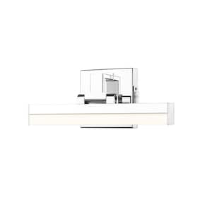Liam 13 in. 2-Light Chrome Integrated LED Vanity Light with Frosted Plastic Shade