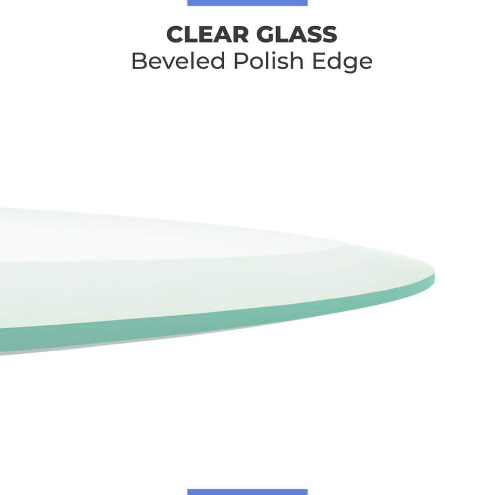 Elegant 42" Round Clear Glass Table Top with Beveled Edge