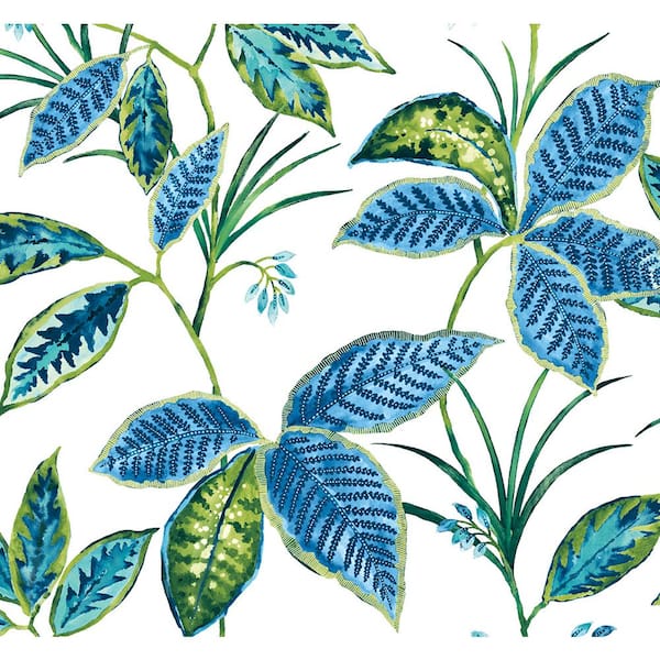NextWall Lagoon Boho Leaf Trail Vinyl Peel and Stick Wallpaper Roll (30.75 sq. ft.)