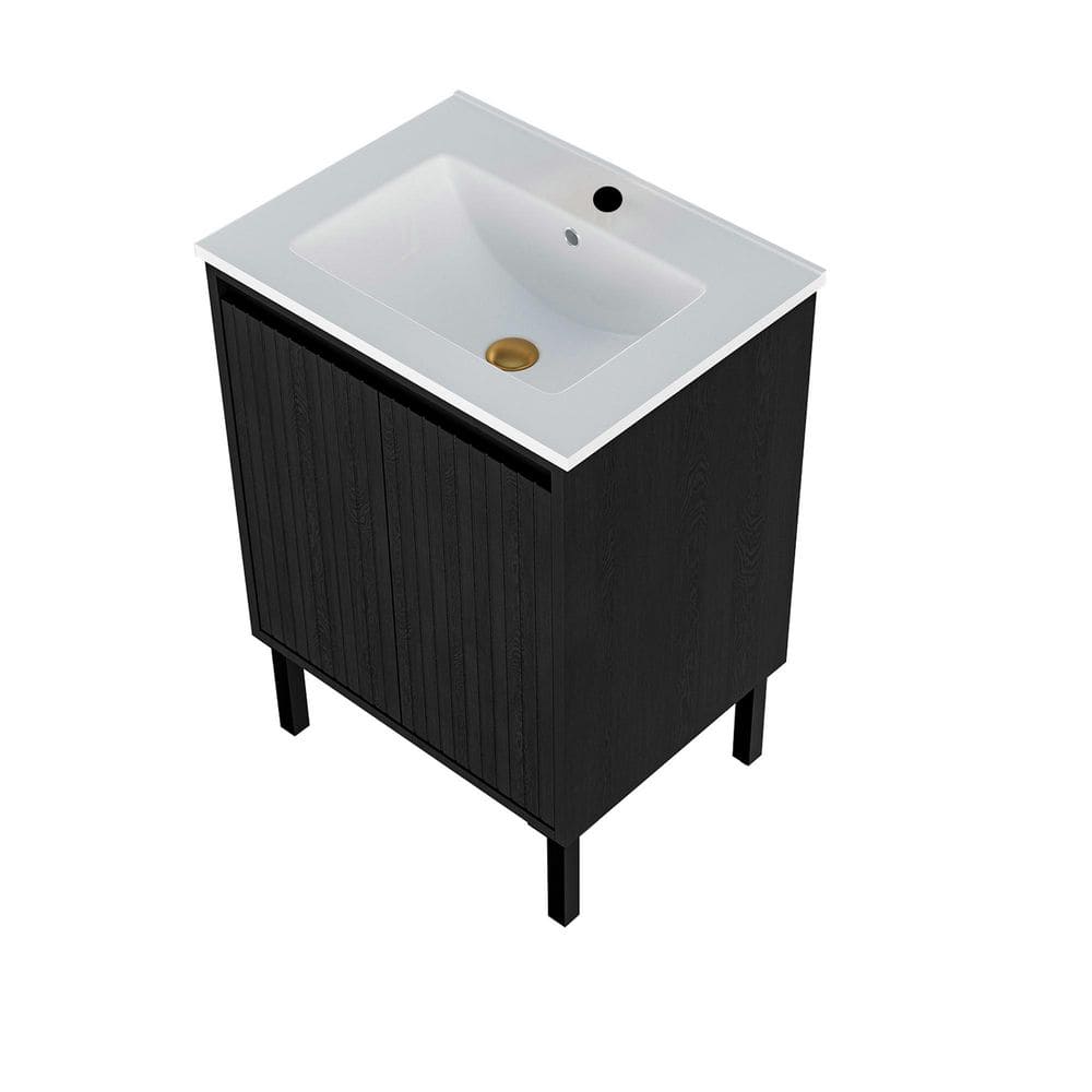 23.23 in. Freestanding Black Bath Vanity with White Ceramic Top Unassembled price history on PriceWatchPro