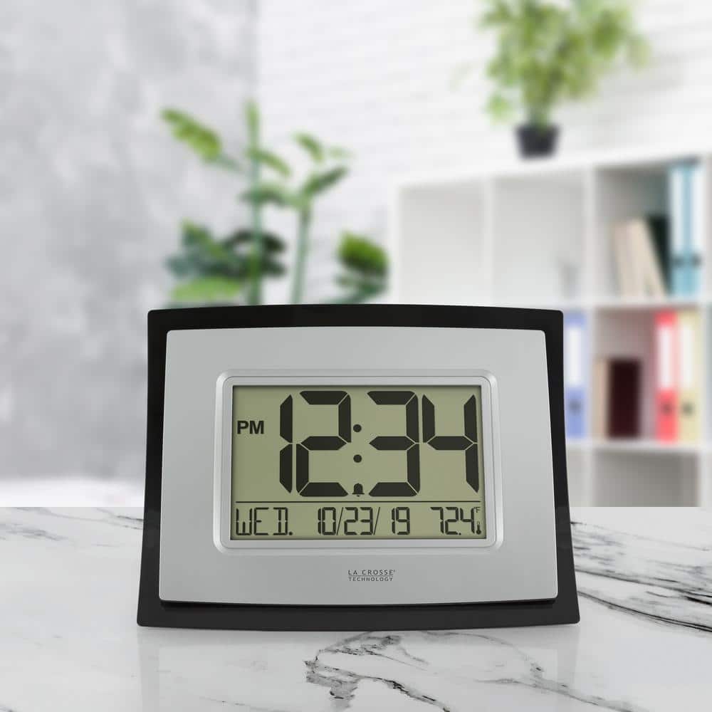 8.7" Black and Silver Digital Indoor Wall Clock