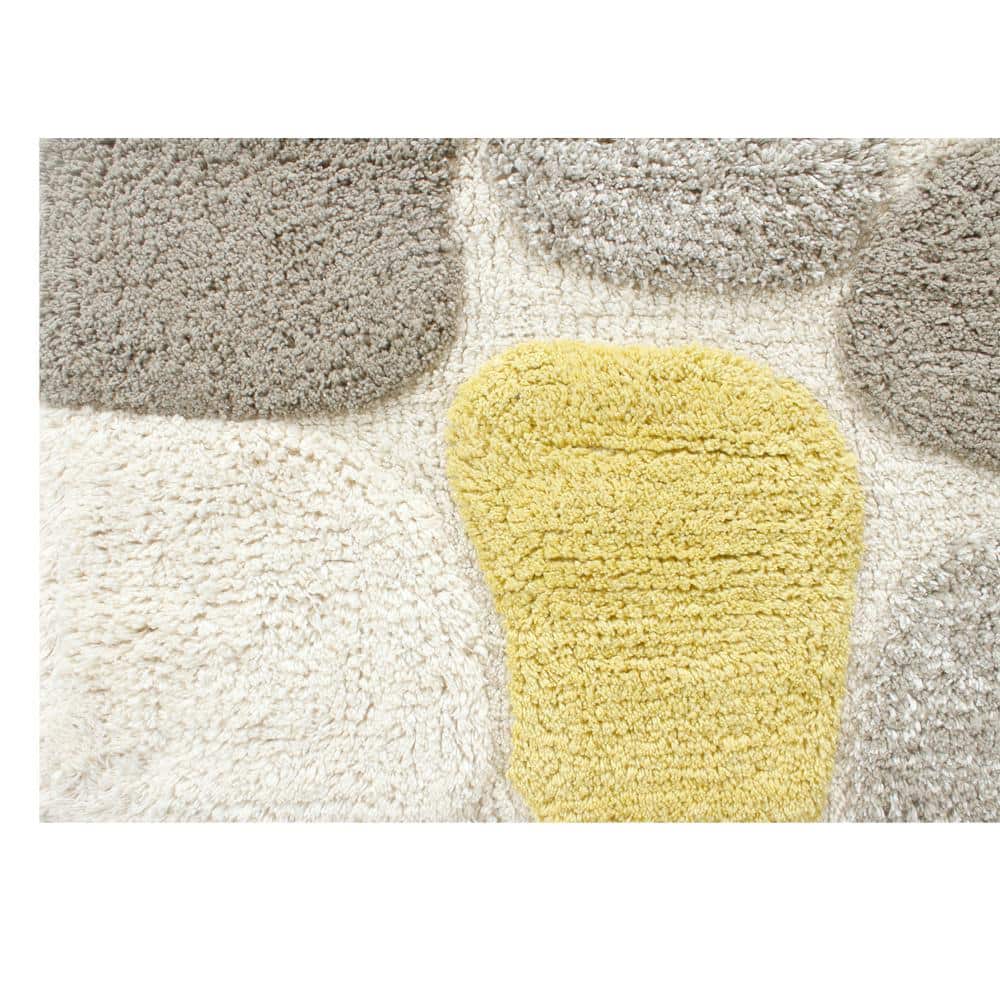 Yellow and Olive Cotton Pebble Pattern Bath Rug Set