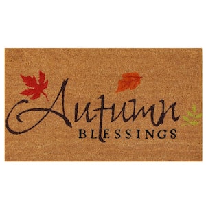 Autumn Blessings 17 in. x 29 in. Coir Door Mat