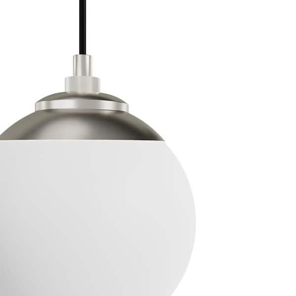 Hunter Hepburn 3-Light Brushed Nickel Shaded Chandelier with Cased White Glass Shades