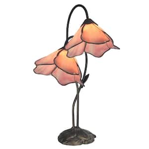 22.75 in Antique Bronze Poelking Lily Accent Lamp with Tiffany Art Glass Shades