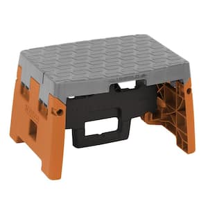 1-Step Resin Molded Folding Step Stool Type 1A in Orange, Black and Gray