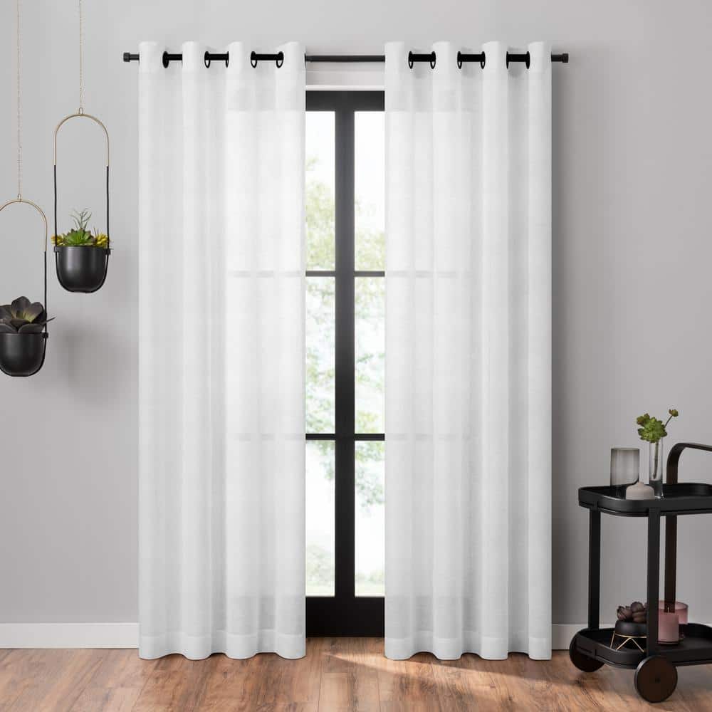 White Sheer Polyester Grommet Window Curtain Panel, 63" x 50"