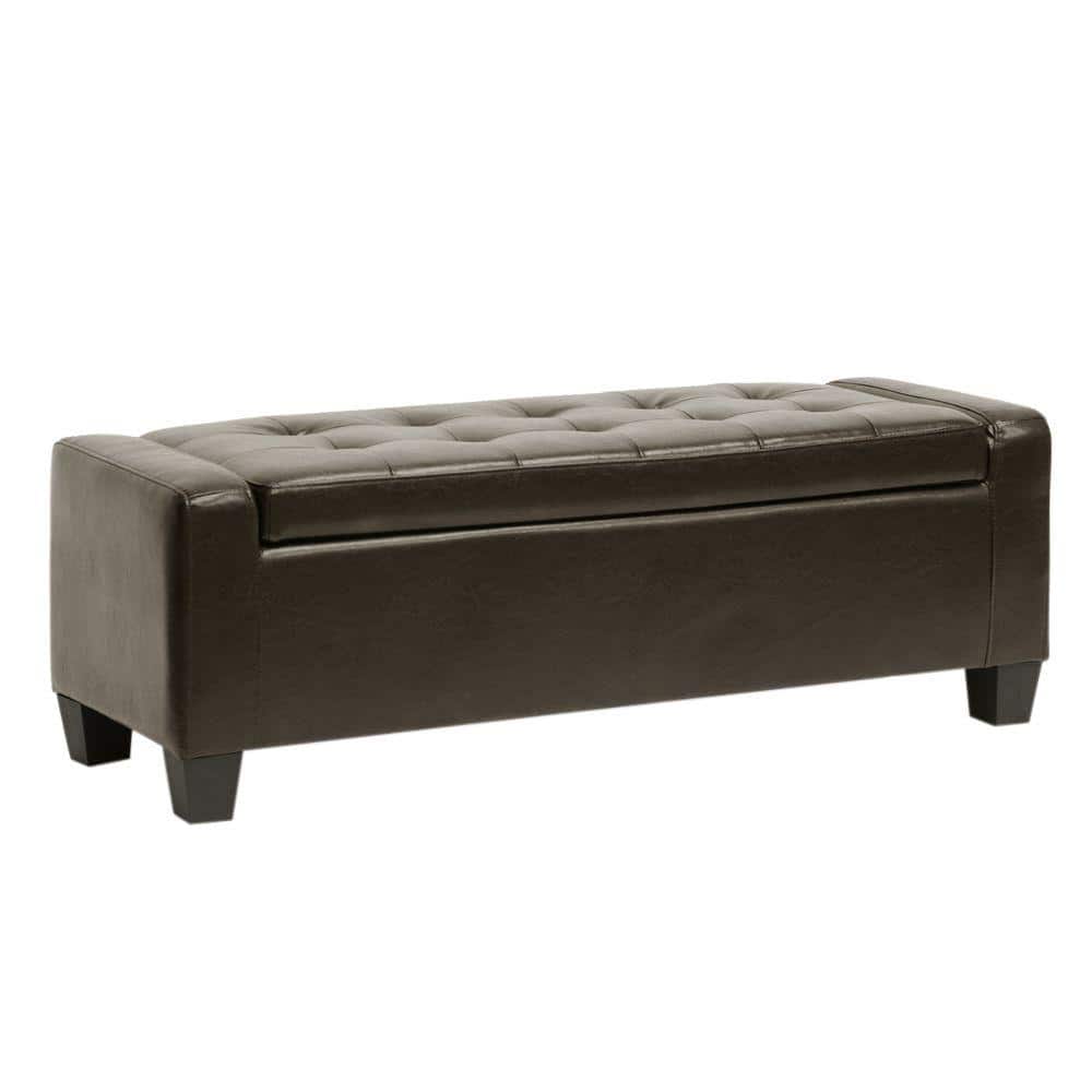 Manchester Dark Brown Bonded Leather Storage Ottoman