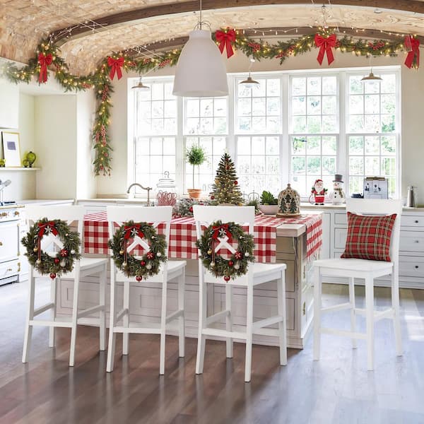 Ionia 24 in. White Wood Counter Height Bar Stool (Set of 6)