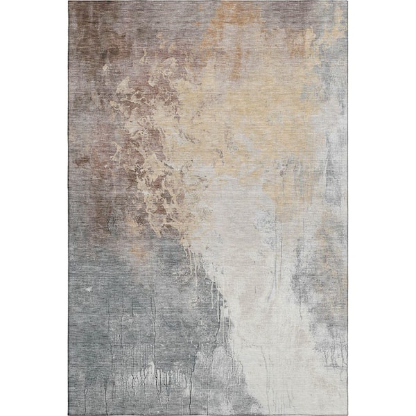 Mayfield Premium Machine Washable Abstract AMF1842 Coral 8 ft. x 10 ft. Area Rug