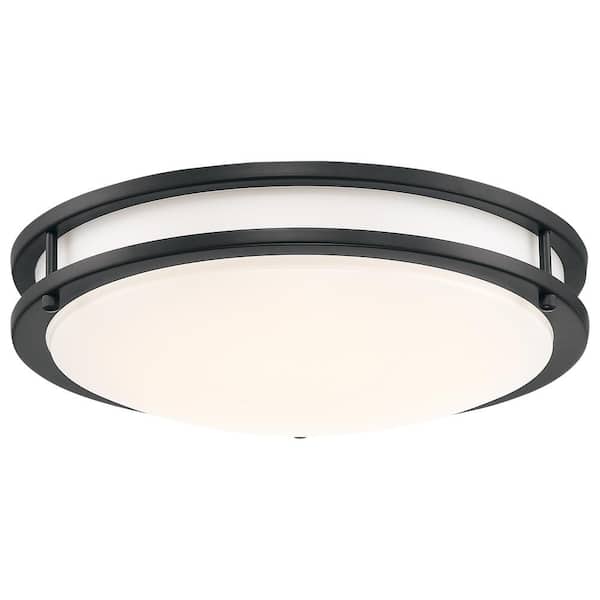 Access Lighting Solero III 14 in. Modern Matte Black, White Integrated LED Flush Mount