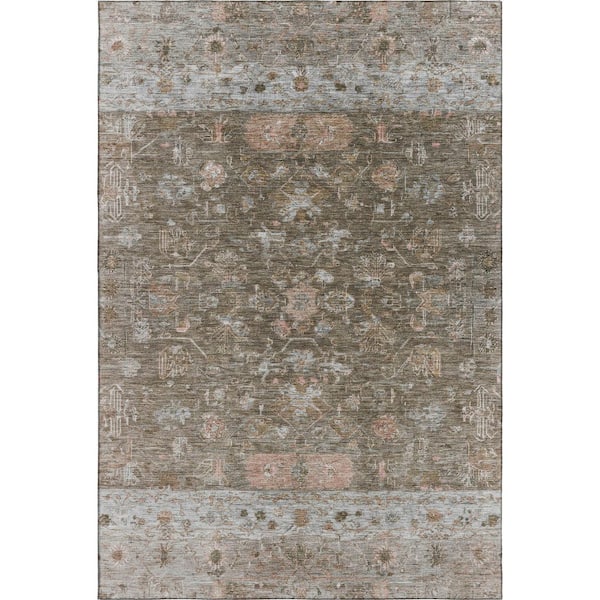 Mayfield Premium Machine Washable Abstract AMF2323 Brown 9 ft. x 12 ft. Area Rug
