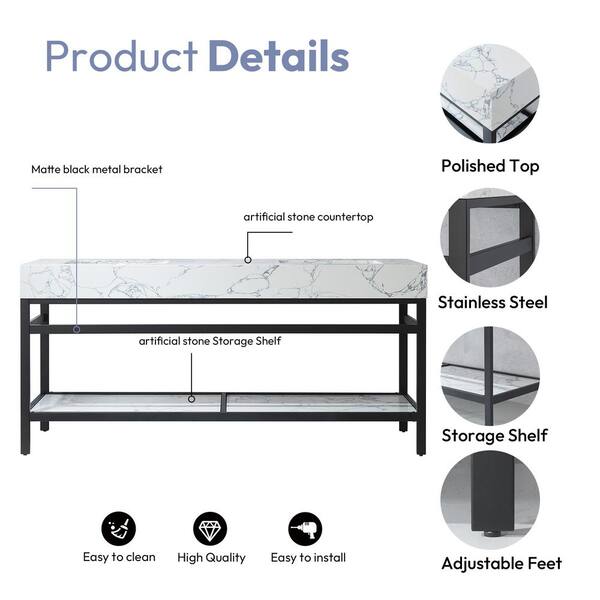ROSWELL Ecija 72 in.W x 22 in.D x 33.9 in.H Double Sink Bath