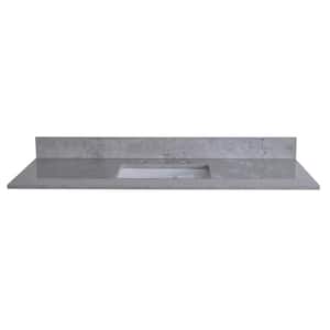 43 in. W x 22 in. D Engineered Solid Surface Calacatta Cultured Marble Vanity Top in Gray with Rectangular Single Sink