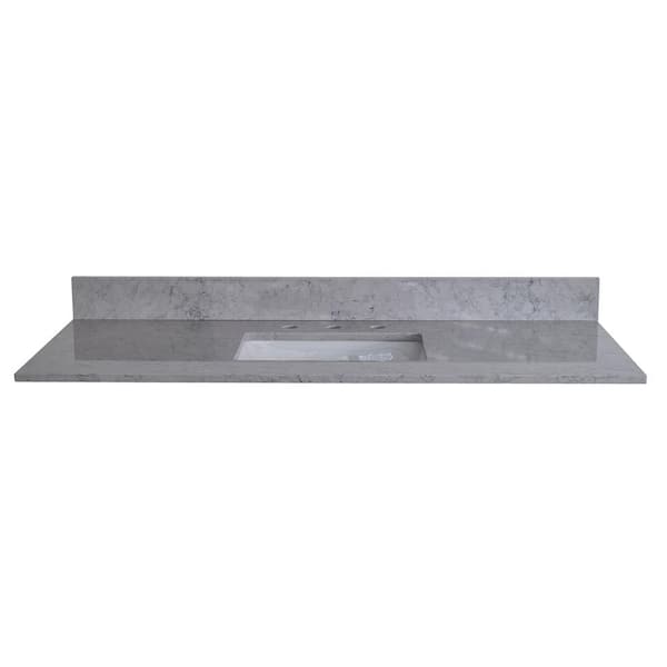 FAMYYT 43 in. W x 22 in. D Engineered Solid Surface Calacatta Cultured Marble Vanity Top in Gray with Rectangular Single Sink