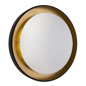Reflections Round Oil Rubbed Bronze and Gold Leaf Vanity Mirror