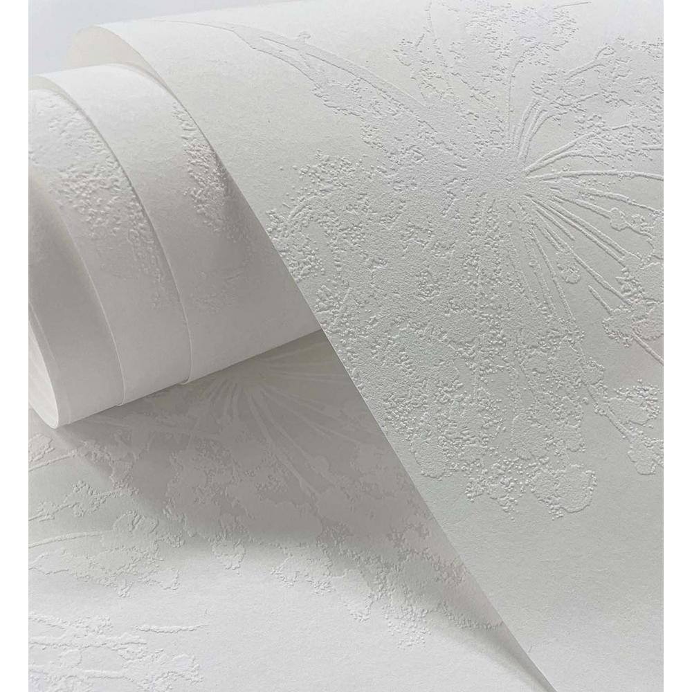 Embossed White Paintable Floral Wallpaper, 20.9 in. x 33 ft.
