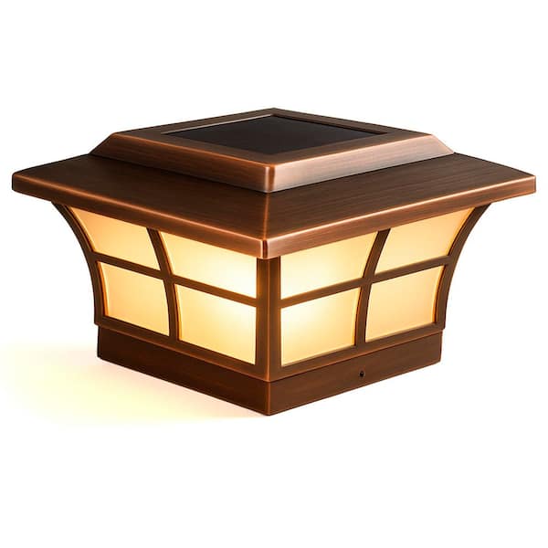 Prestige 6 in. x 6 in. Outdoor Electroplated Copper LED Solar Post Cap
