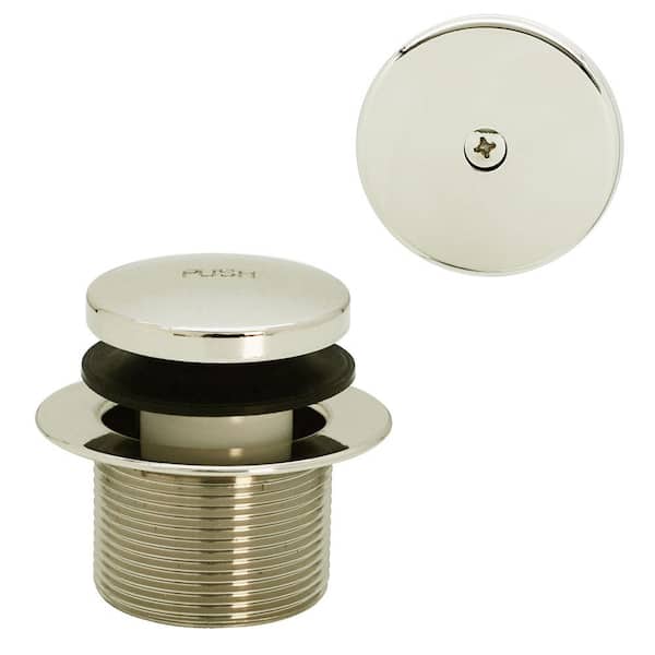 Westbrass 1-1/2 in. NPSM Coarse Thread Tip-Toe Bathtub Drain Plug with 1-Hole Overflow Faceplate in Polished Nickel