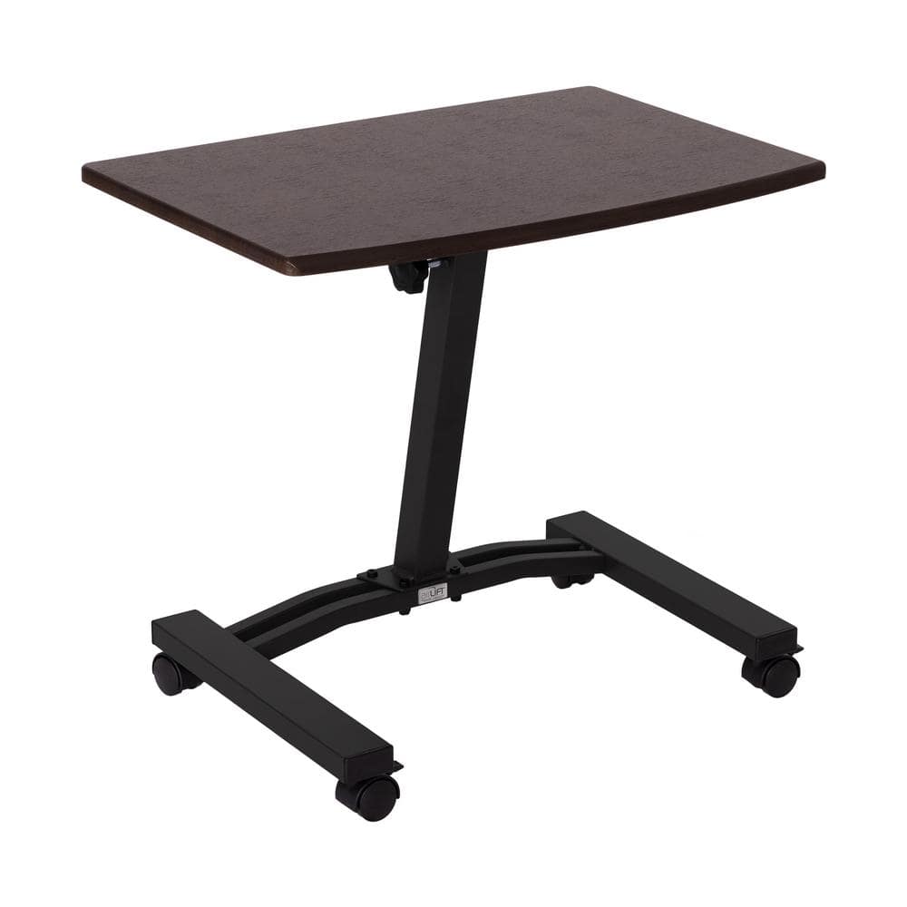 Walnut Adjustable Height 24'' Rolling Laptop Cart with Locking Wheels