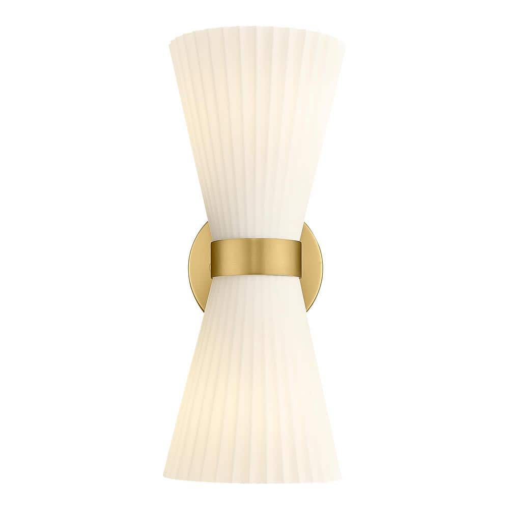 5.9 In. 2-light Milk White Glass Shade Modern Indoor Brushed Gold Finish Wall Sconce With Frosted