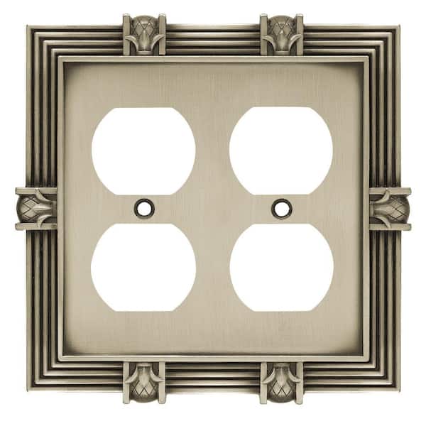 Liberty Pewter 2-Gang Duplex Outlet Wall Plate