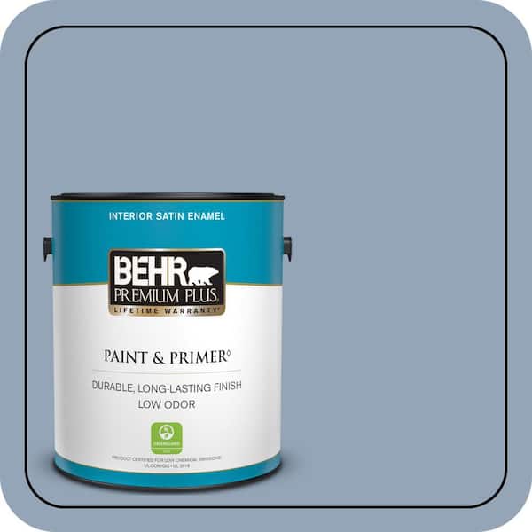 BEHR PREMIUM PLUS 1 gal. #580F-4 River Valley Satin Enamel Low Odor Interior Paint & Primer
