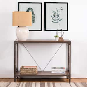 43.25 in. L Rectangle Brown Modern Industry Metal/Wooden Console Table - Walnut Melamine