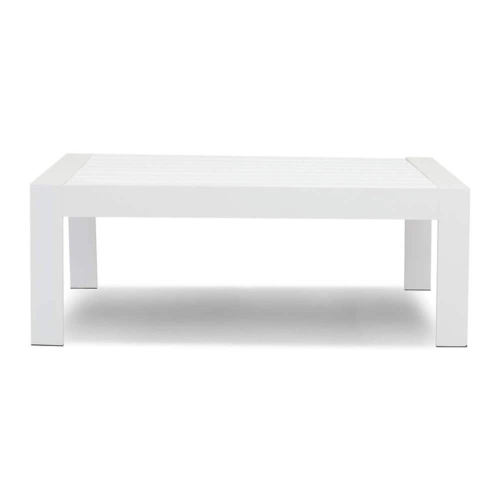 White Rectangular Aluminum Outdoor Coffee Table