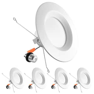5/6in Can Light 14W=90W 5 Color Selectable Dimmable Smooth Trim Remodel Integrated LED Recessed Light Kit 4 Pack