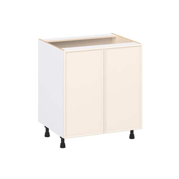 J COLLECTION Fairview 30 in. W x 24 in. D x 34.5 in. H Assembled Slim Shaker Full Height Doors Base Kitchen Cabinet in Washed Linen