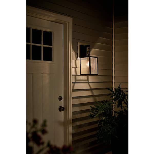 Kichler Lahden 12 In 1 Light Weathered Zinc Outdoor Sconce With Clear Seeded Glass 59005wzc The Home Depot