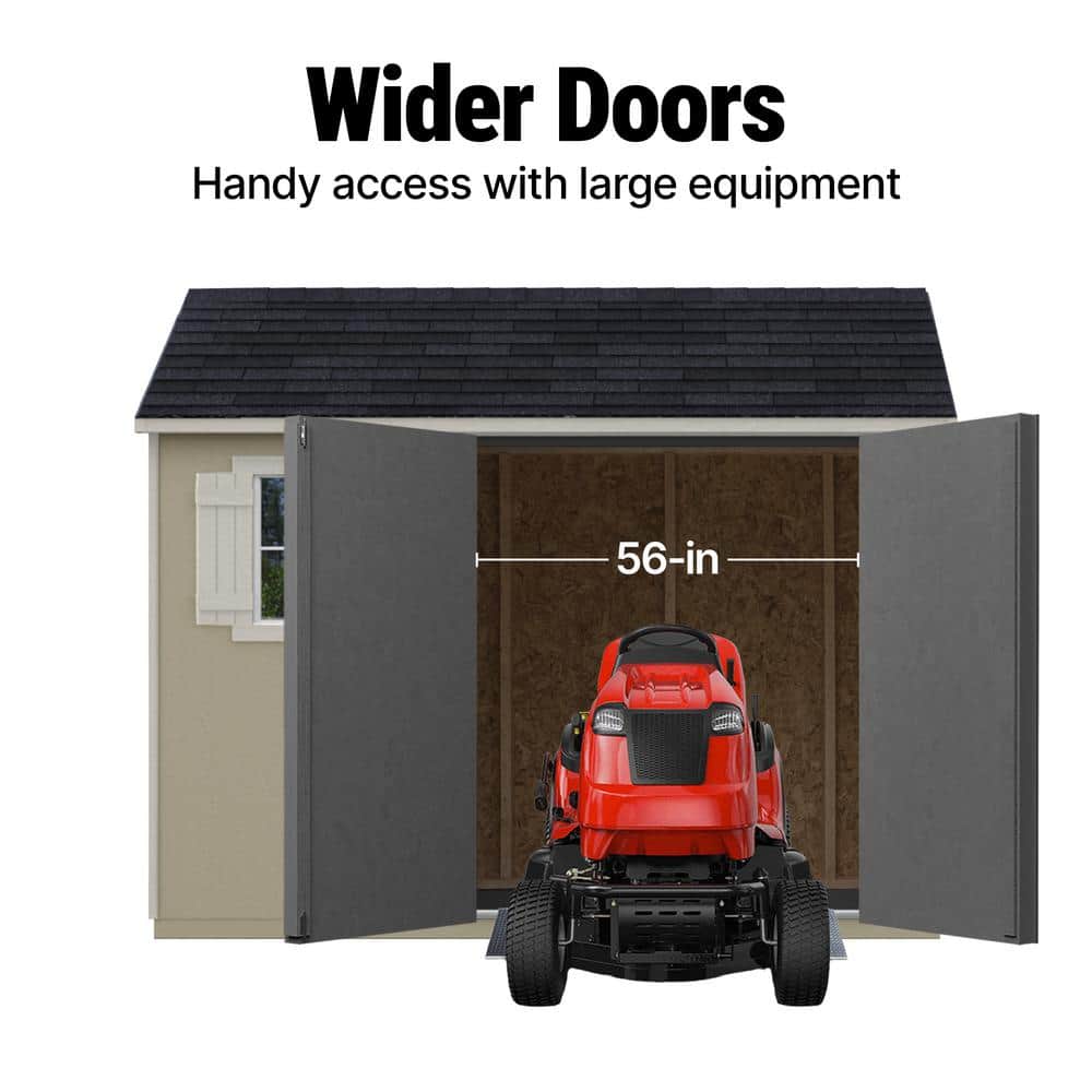 Beige 8' x 10' Pine Wood Storage Shed with Windows