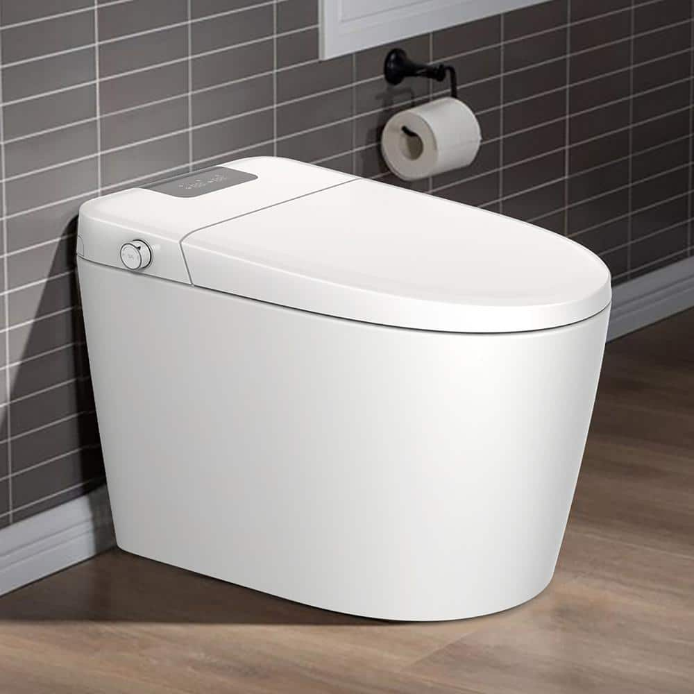 JimsMaison 1-Piece 1.27 GPF Single Flush Elongated Smart Toilet in ...