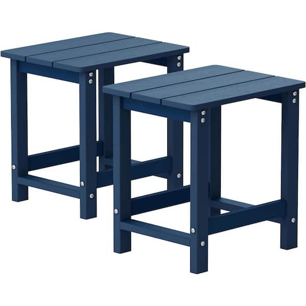 Mximu 16.7 in. H Navy Square Plastic Adirondack Outdoor Side Table (2-Pack)
