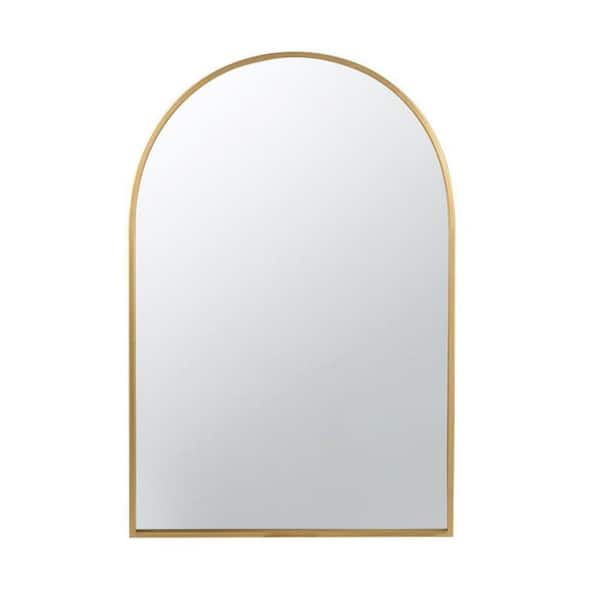 HomeRoots 24 in. W x 36 in. H Wood Gold Vanity Mirror