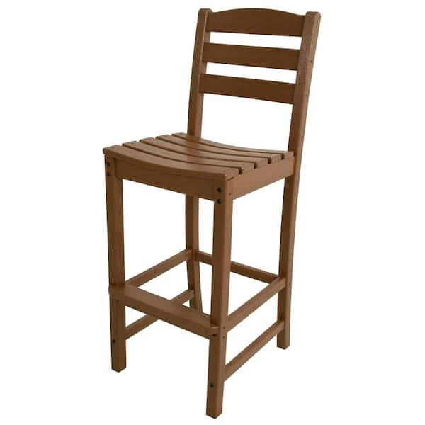 POLYWOOD La Casa Cafe Teak Plastic Outdoor Patio Bar Side Chair