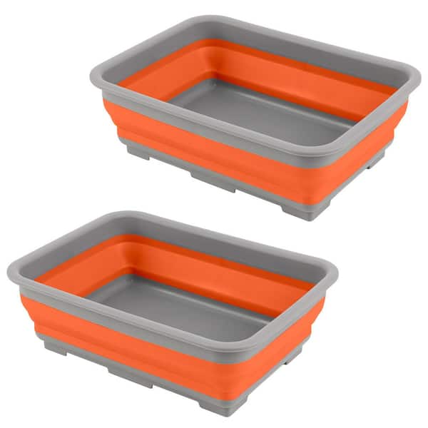 Set of 2 Multi-Purpose Wash Bins-7.27 l Basins for Travel or Cleaning Caddy-Collapsible Bucket Camping Accessories