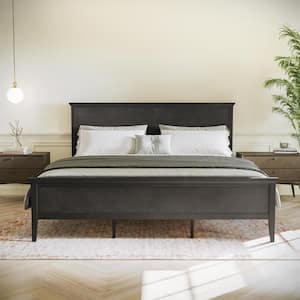 Gray Wood Frame King Platform Bed