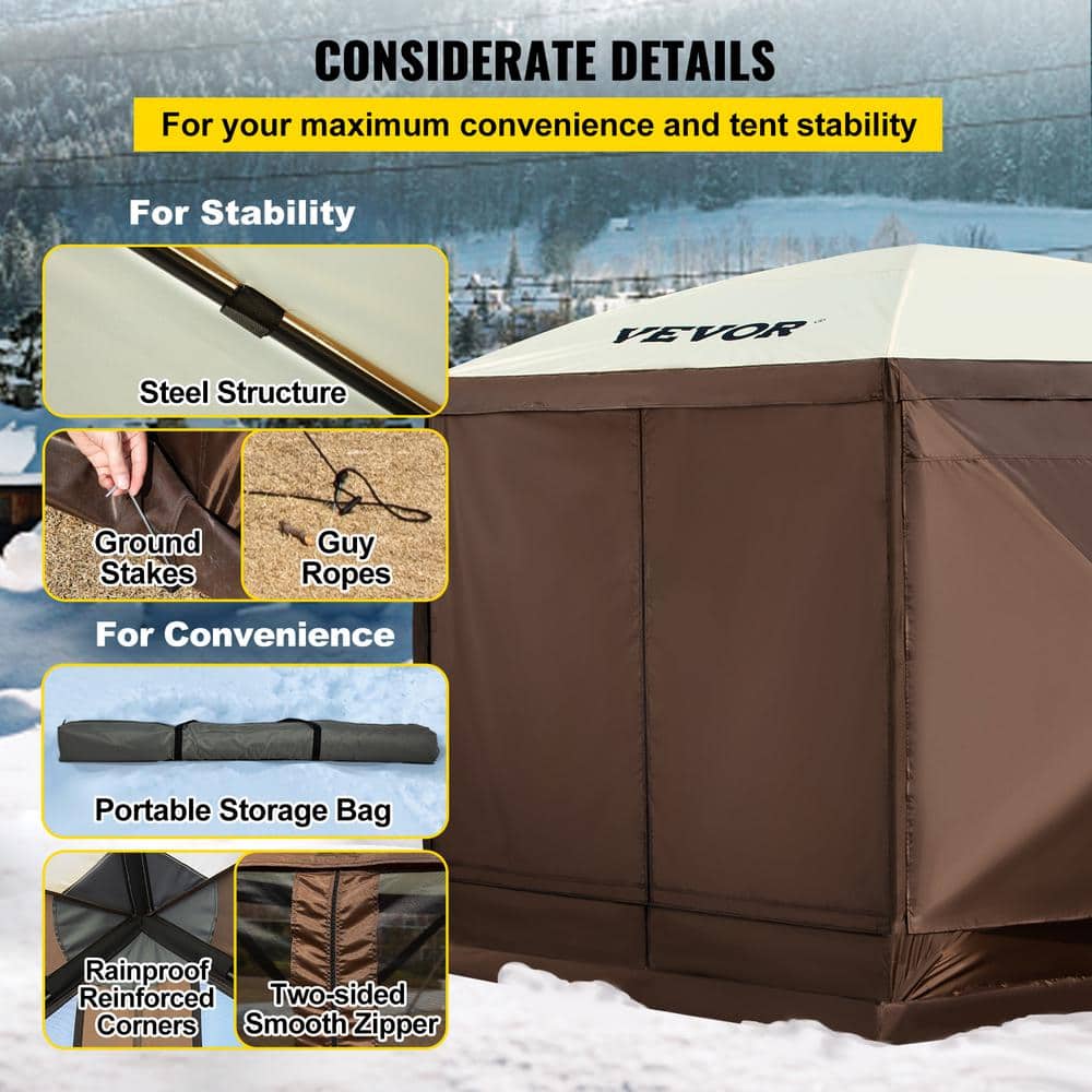6-ft x 9-ft Beige and Brown Aluminum Camping Gazebo Tent