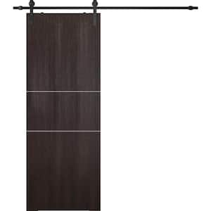 Optima 2H 28 in. x 96 in. Manufactured Wood Veralinga Oak Solid Composite Core Sliding Barn Door with Hardware Kit