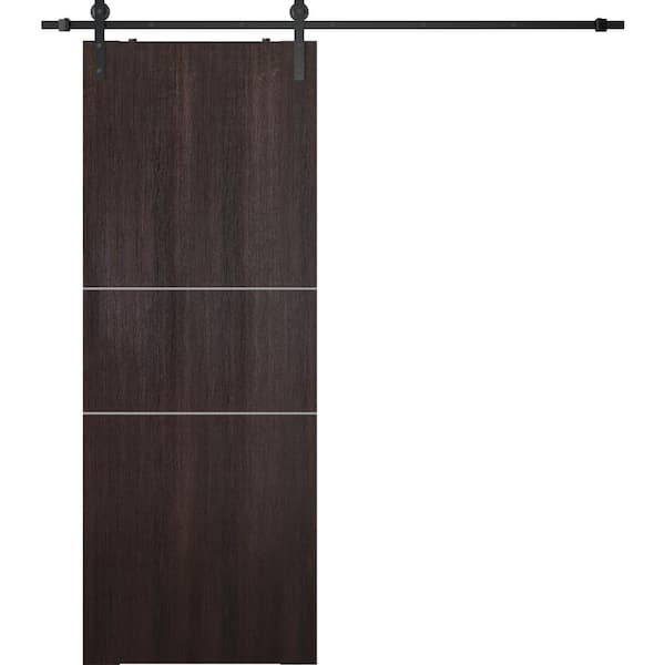 Belldinni Optima 2H 36 in. x 96 in. Manufactured Wood Vera Linga Oak Solid Composite Core Sliding Barn Door with Hardware Kit