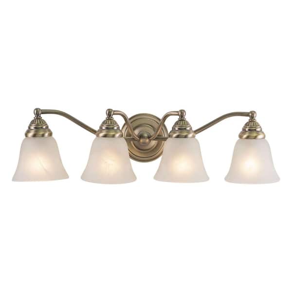 VAXCEL Standford 26 in. W 4-Light Brass Bathroom Vanity Light Fixture