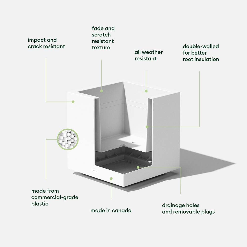 White 18" Square Modern Plastic Planter