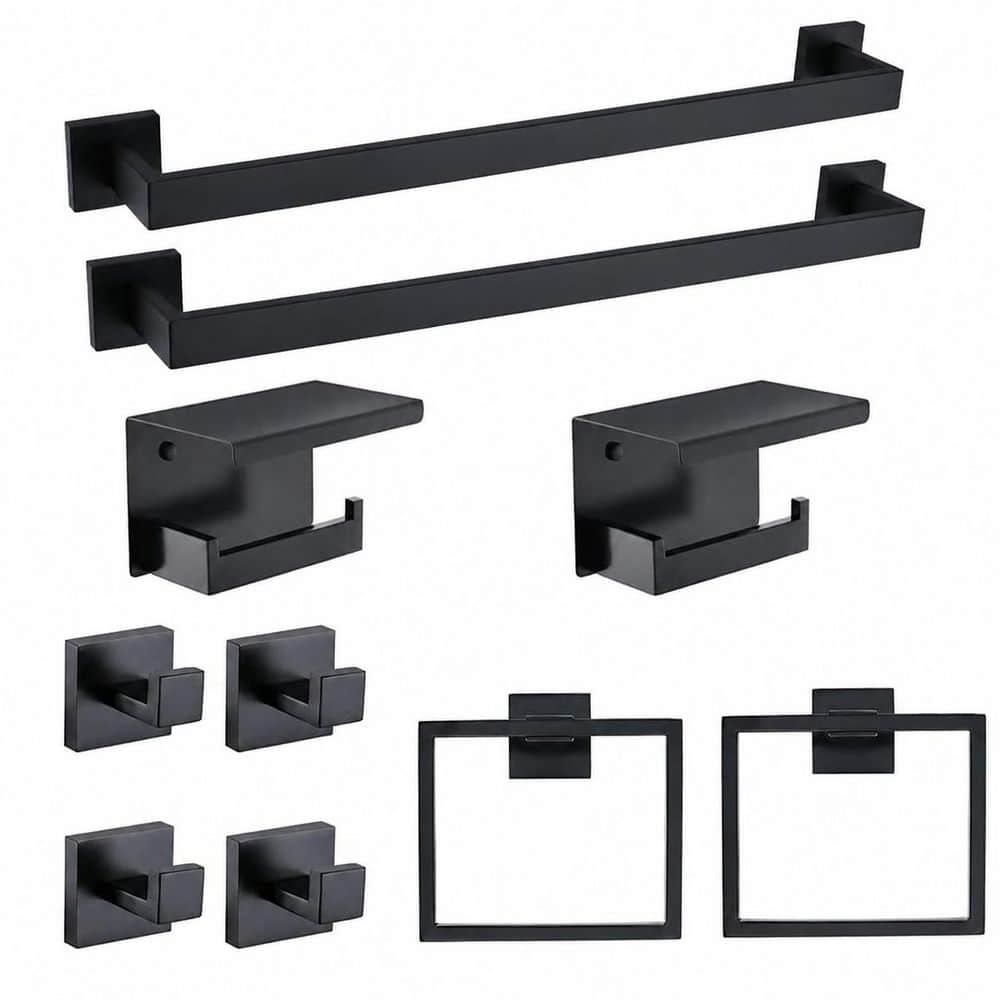 10-Piece Bathroom Hardware Set with Towel Bars, Towel Rings, Toilet Paper Holders, Towel Hooks in Black price history on PriceWatchPro